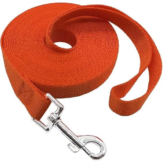 Nylon Training Dog Leash for Small Medium Large Dogs, 15ft 20ft 30ft 50ft Long Puppy Lead for Obedience Recall Training, Camping (20ft, Black)