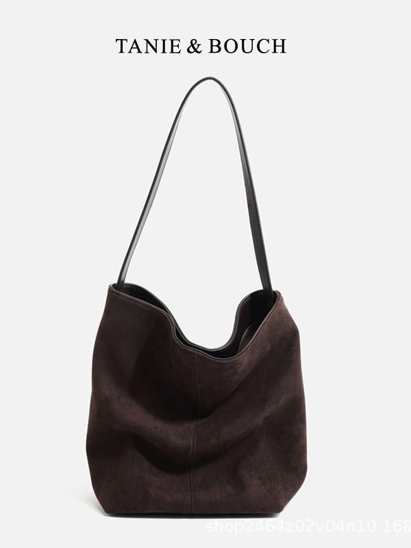 2025 New Fashion High-Quality Matte Women s Versatile Large Capacity Bucket Tote Shoulder Bag Caramel Brown