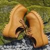 Spring  Autumn Men Handsome Derby Shoes Commuting Thick Sole Height Increasing Anti Slip Retro Breathable Motorcycle Shoes