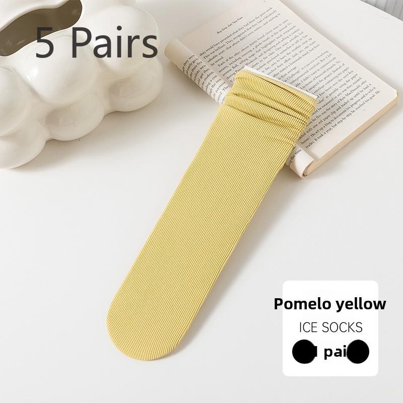 5 Pairs of Female Summer Thin Candy Color Student Trend Pile Socks