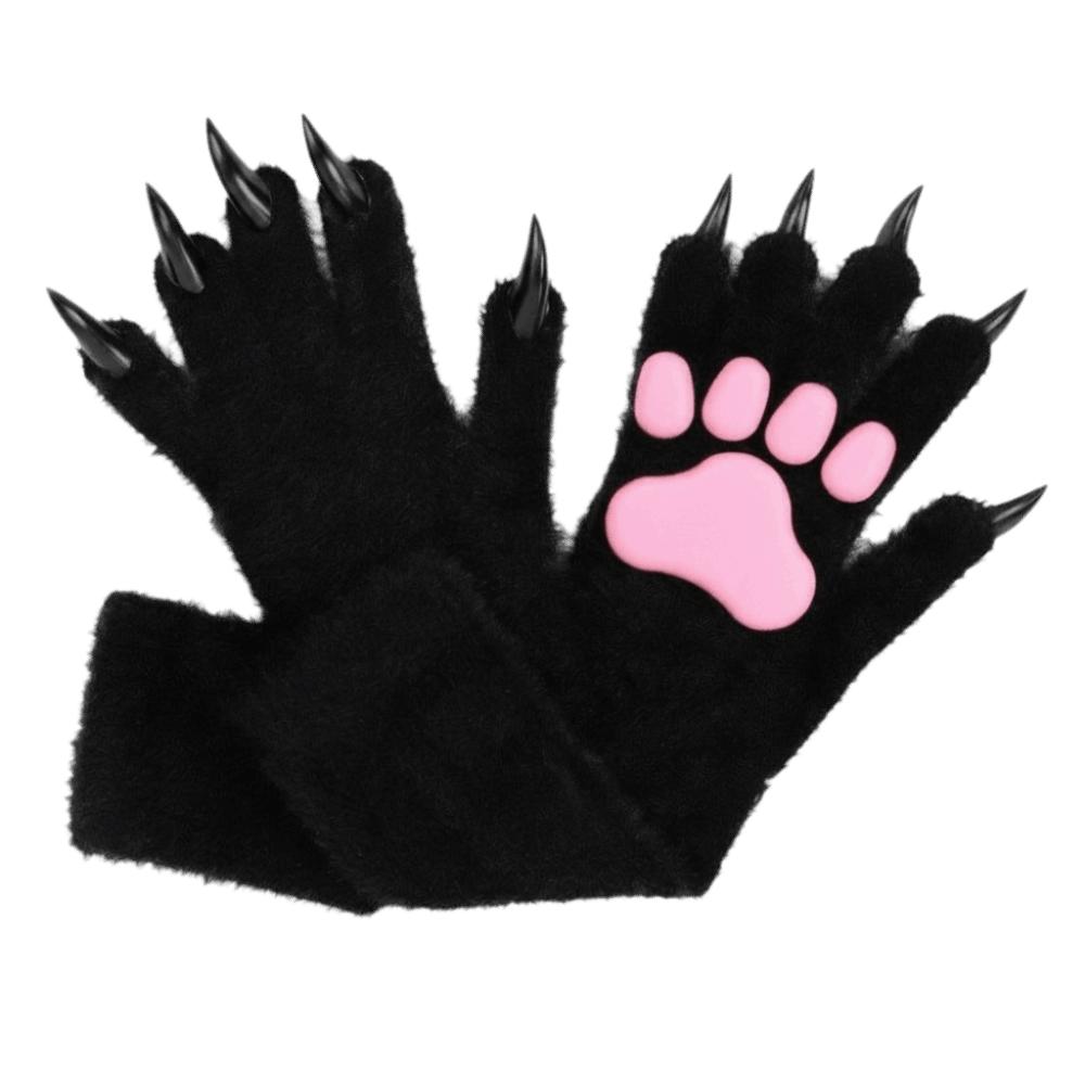 Lange Tierklaue Handhandschuhe Silikon-Pfotenpolster Plüschhandschuhe Neue Katzenklaue Handschuhe Verkleidung