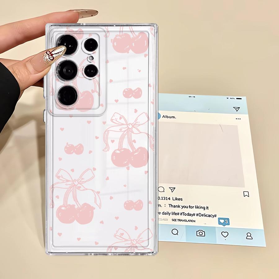 Case for Samsung Galaxy Note 20 Ultra 10 S23 Ultra S22 FE S26 S24 S21 S25 Edge S20 Plus Phone Cover Cute Pink Bow