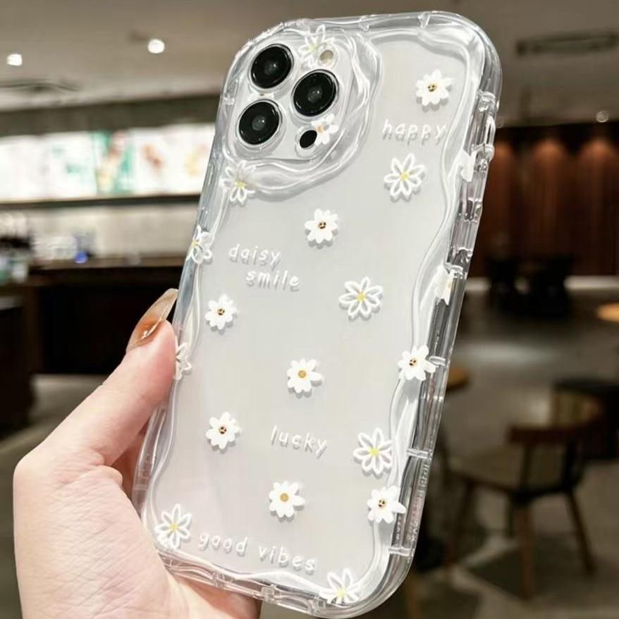 Englische weiße Blume ist geeignet für iPhone17pro Handyhülle Apple 15 sturzsicher 14/13promax neu 12 Kette