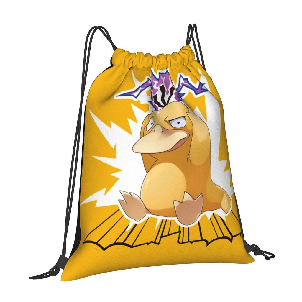 Custom P-Psyducks Drawstring Bag Women Men Lightweight Cartoon Sports Gym Storage Backpack