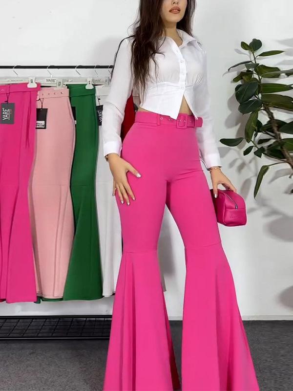 2026 Frühjahr/Sommer Europäische und Amerikanische Mode Schlank geschnittene High-Waist Elastische Schlaghosen