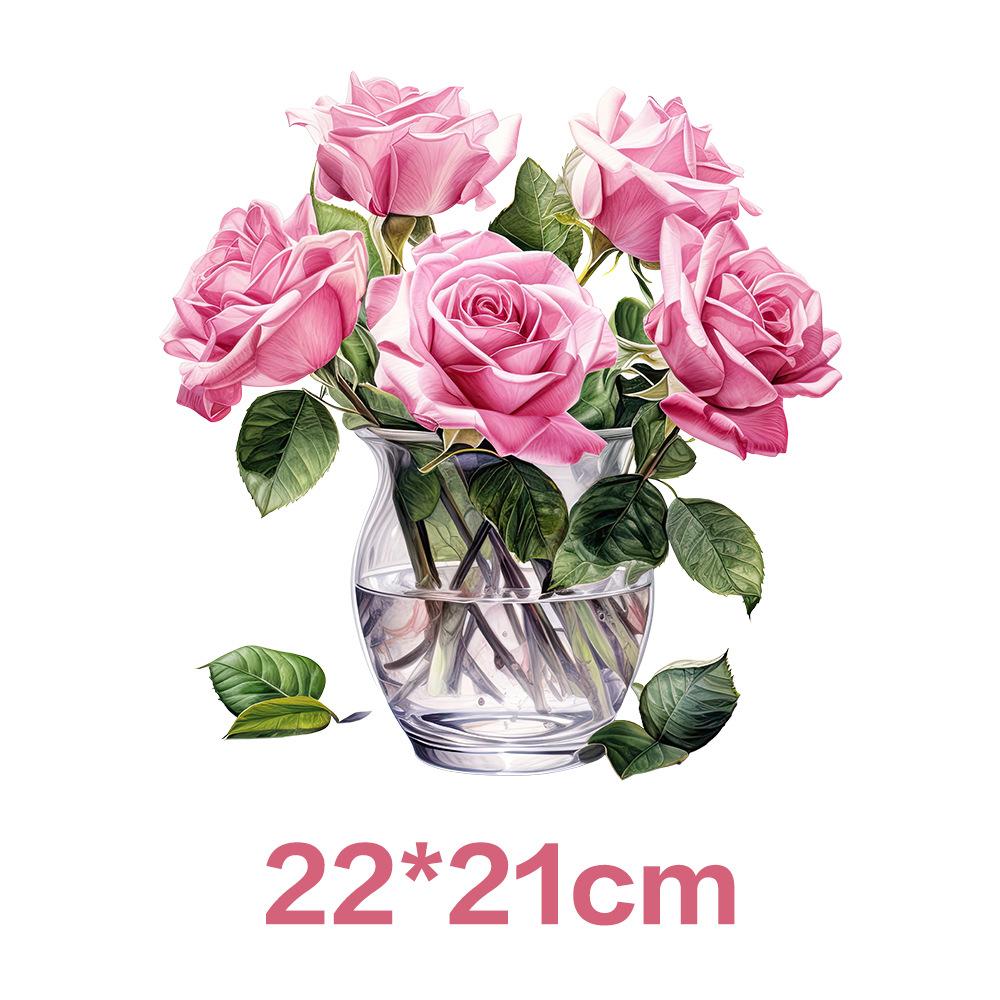 Flower Iron On Transfer Stickers Cute Design Ready To Press Heat Transfer Vinyl Decals Applique for T-Shirt Backpack Clothes