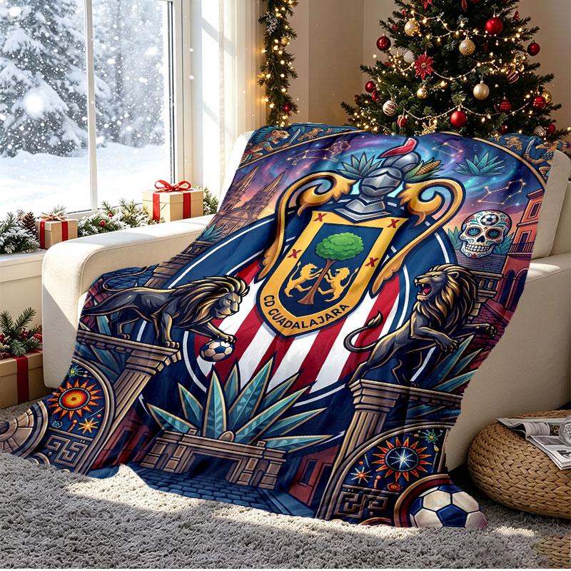 Club Deportivo Guadalajara Pattern Blanket for Home Decoration, Bed, Sofa, Car Travel, Camping, Suitable for All Seasons, Birthday Christmas Gift