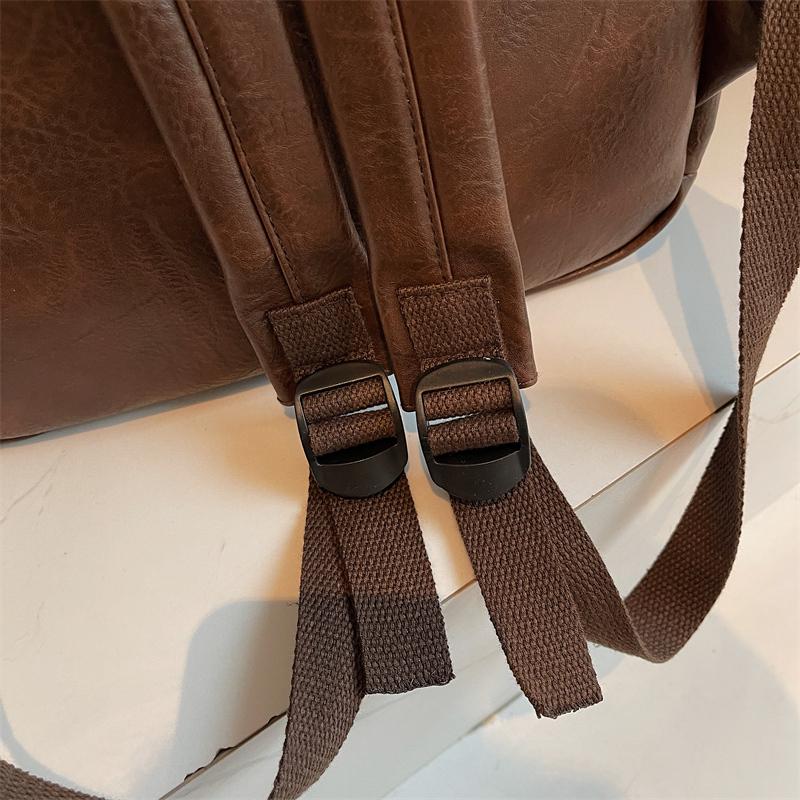 Fashionable PU Leather Backpack with Adjustable Shoulder Straps Simple Design Suitable for Daily Use Travel Shopping and Other Scenarios No Pendant