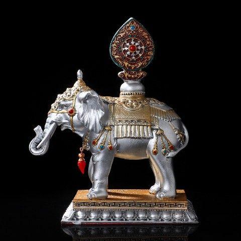 

1 pc Tantric Supply Esoteric Buddhist Resin White Treasured Horse/ Moni Elephant Home/Temple Putting Decoration Crafts