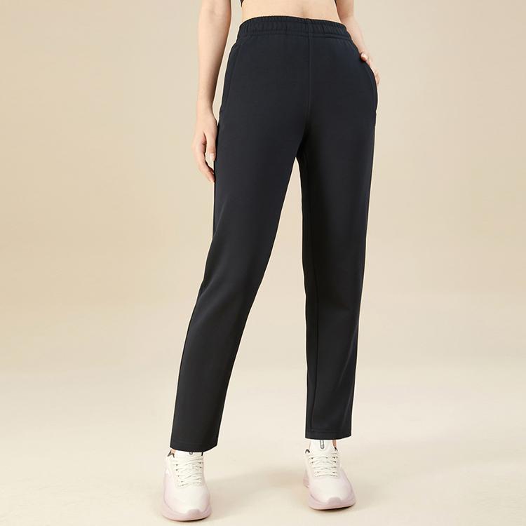 Anta Fleece Lined High Waist Straight Leg Workout Pants Women Bottoms Basic-Black 162347306-1