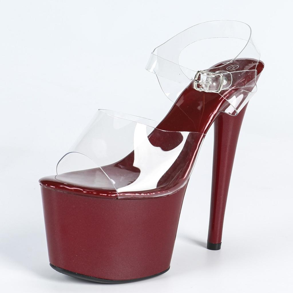 Fashion Women's 17CM High Heel Crystal Bridal Sandals Waterproof Platform Stiletto Heels Fashionable Wedding Party Shoes