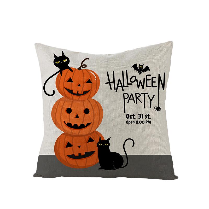 Halloween Pillowcase New Pumpkin Black Cat Series Sofa Cushion Waist Pillowcase Home