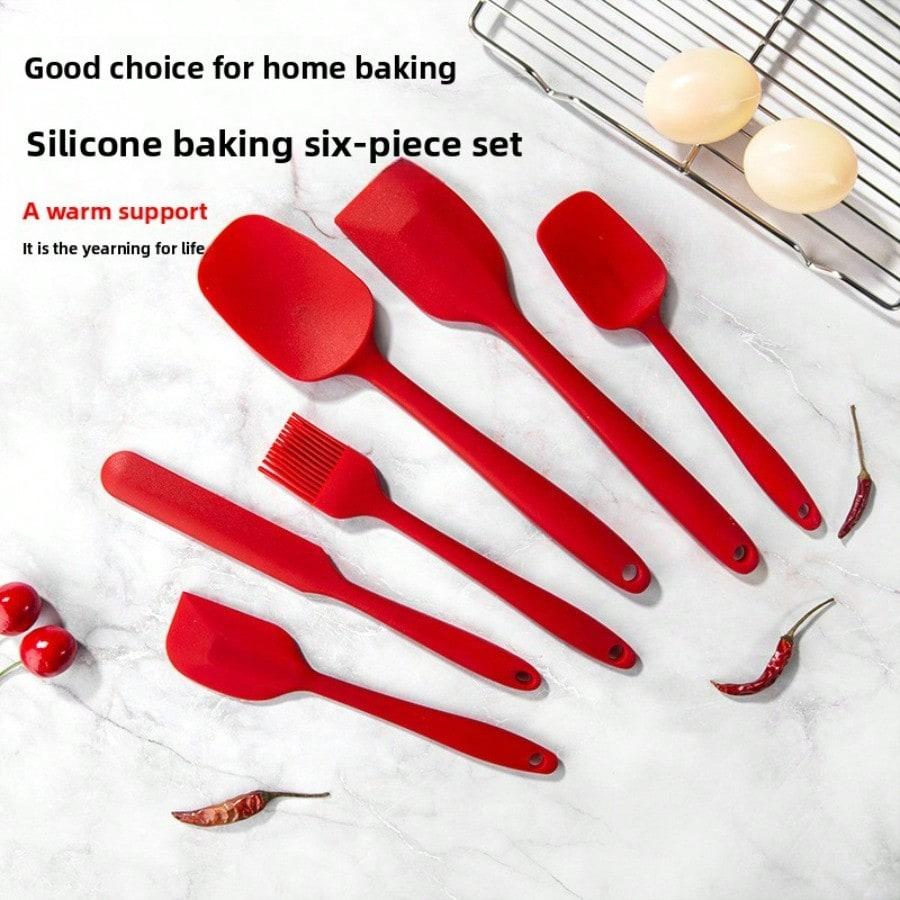 6Pcs Silicone Icing Scraper Silicone Kitchenware Scraper Oil Brush Set, Baking Tools Cake Cream Spatula