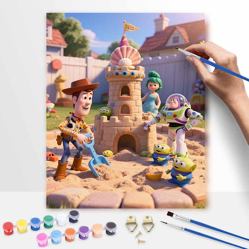Disney Digital Oil Painting Art Kit Toy Story Sandcastle Handmade Coloring Painting Home Decor 20x30cm