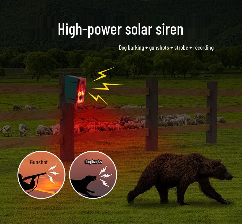 Solar-Powered Animal Repeller: High-Volume Sound and Light Alarm To Deter Wildlife from Cornfields