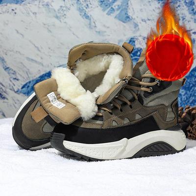 Men's Winter Warm Snow Boots Non-Slip Faux Fur Lining Ankle Booties Shoes for Men Outdoor High-Top Sneakers Comfortable Hiking Walking Short Boots