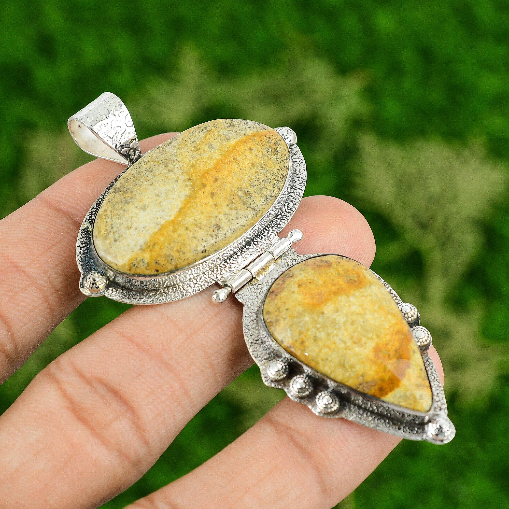 

День Дочери Сделка Стерлинговое Серебро Камень Яшма с Рисунком Юбилейная Подвеска