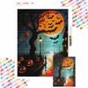 5D Diy Diamond Pumpkin Bat Moon Night Painting Embroidery Diamond Painting Embroidery Cross Stitch Embroidery Home Decor