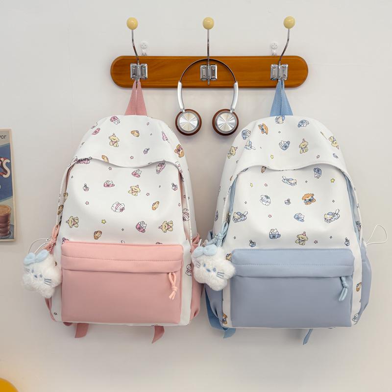 Schoolbag Printed Backpack Korean Version Ins Cute Cartoon Backpack Female Large Capacity Graffiti Student Sweet Versatile Backpack