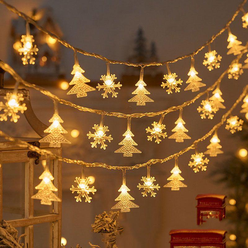 LED Snowflake Reindeer Star String Lights for Festive Room Decoration