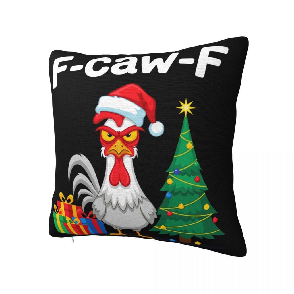 Pillow Case F-Caw-F Christmas Rooster F Cawf Chicken Polyester Pillow Cover Cute Funny Cushion Cover Graphic Pillowcases Gift