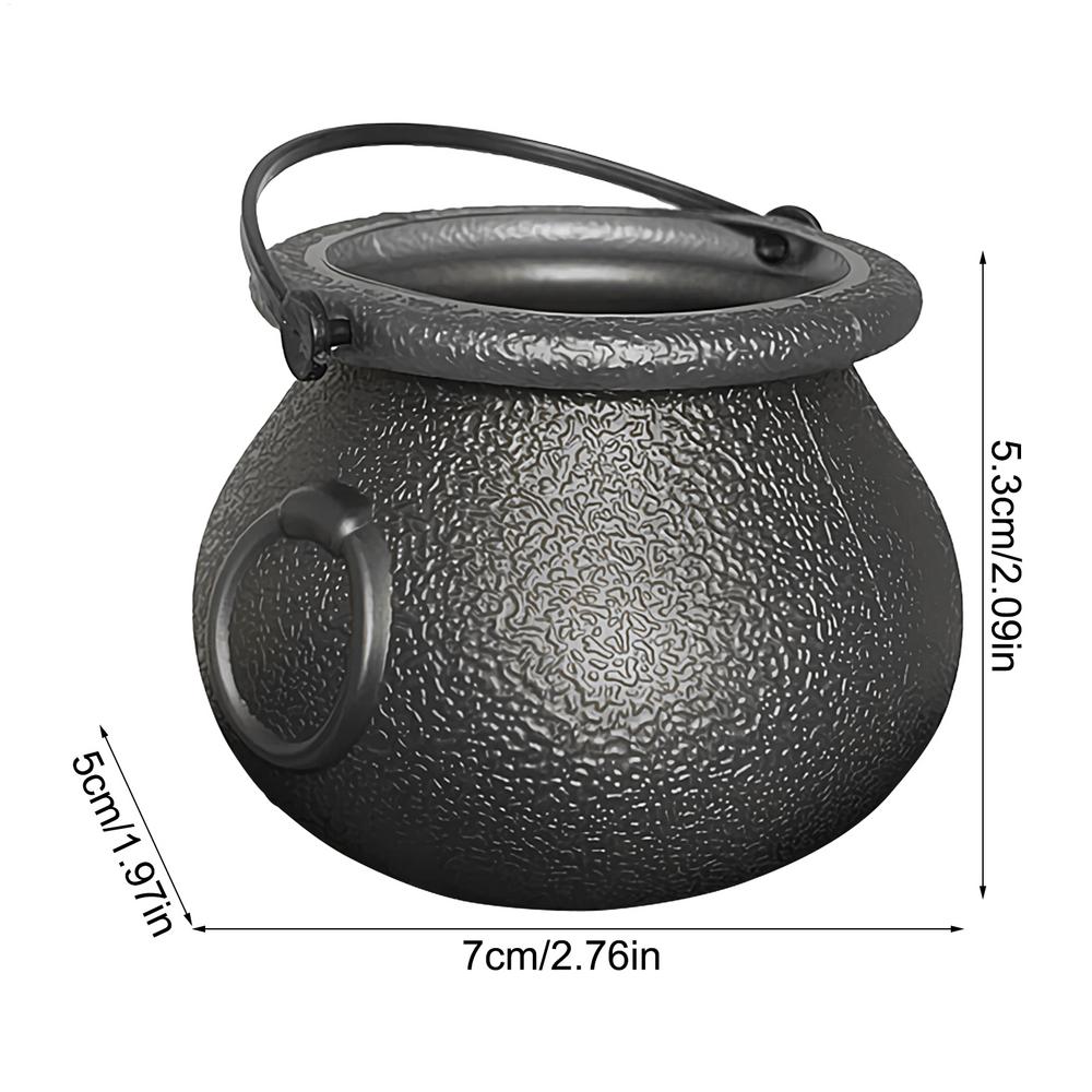 Halloween Candy Bowl Trick or Treat Candy Bucket Plastic Cauldron Bowls with Iron Rack Halloween Party Decor Candy Bucket