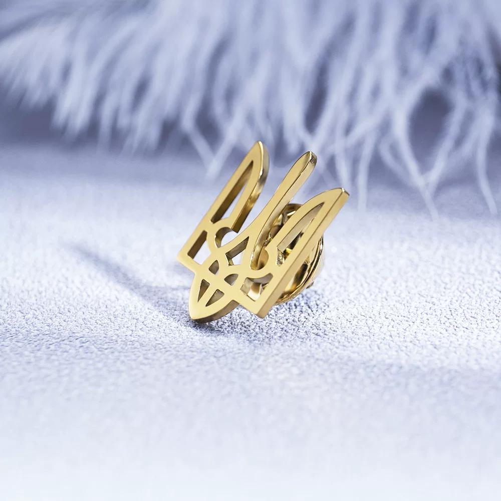 Ukraine Abzeichen Medaille Edelstahl Dreizack Brosche Unisex Titanstahl Gold Anstecknadel Westliche Kleidung Accessoires