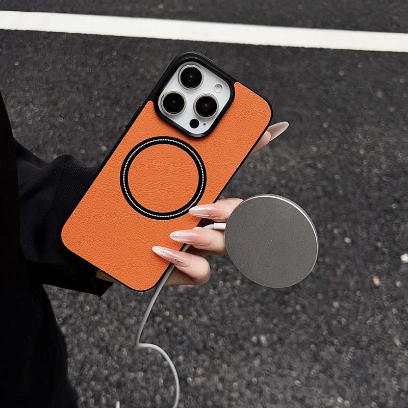 Applicable iPhone 17 mobile phone case New lychee pattern 16 Magnetic attraction 15Promax Personality simple 14 mobile phone case