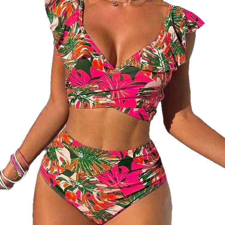 2025 European & American Women's Sexy Ruffle Backless Bikini Swimsuit