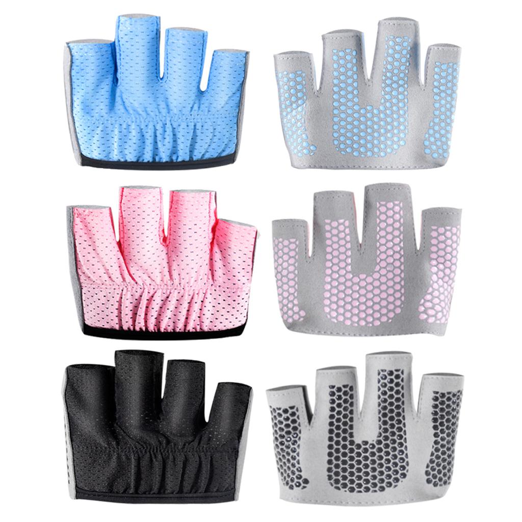 Women Fitness Gloves Four Finger Yoga Grip Gloves Half Finger Pilates Gloves for Gym Weightlifting Hanging Cycling Yoga