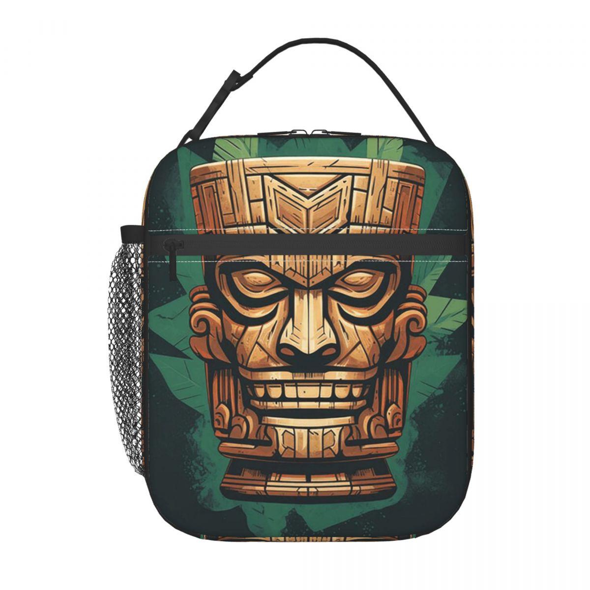 

Bronze Cartoon Tribal Face Insulated Lunch Bag for Women Kids Leakproof Food Boxes Thermal Lunch Box Tote One Size