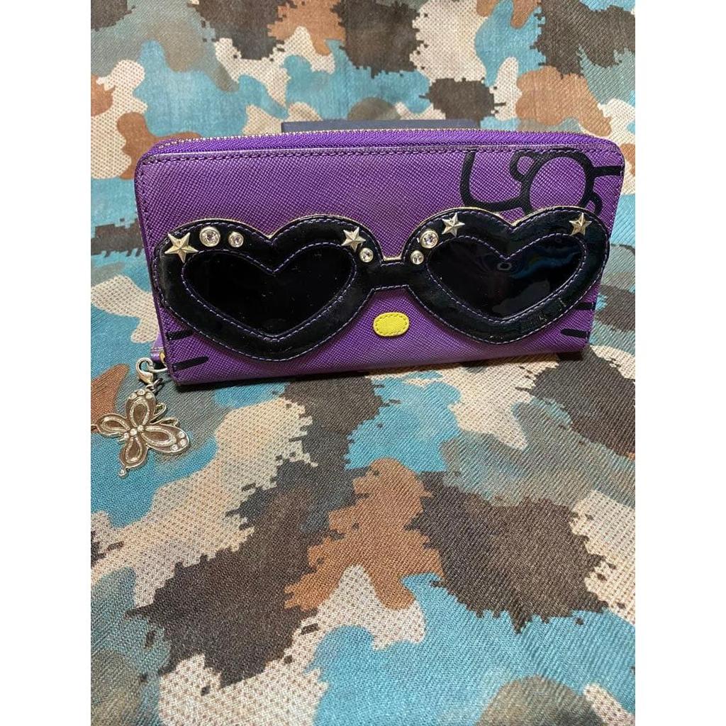 Used Heart-shaped sunglasses decoration purple long wallet