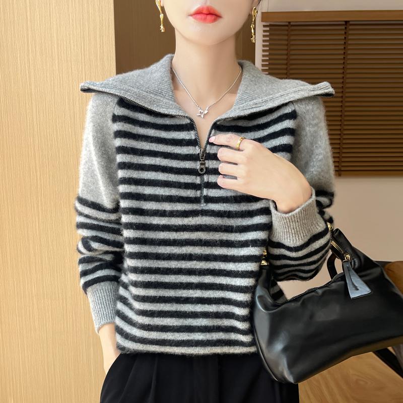 Dámský kašmírový svetr Qinghe kašmír 30% kašmír 70% vlna Dámský podzimní a zimní kašmírový svetr měkký a teplý