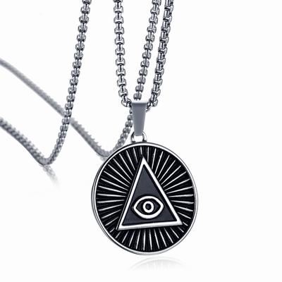 European and American New Exaggerated Necklace Popular Eye Pendant Steel Men Necklace Accessories