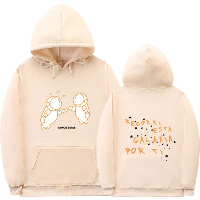 Außenhandel neue Mode Druck Doppel-Astronaut Kapuzenpullover Lockerer Pullover Freizeit Herren und Damen Freizeit Sportpullover