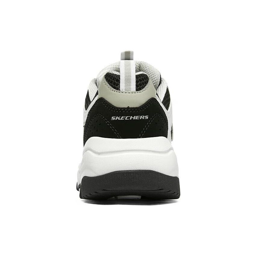 Skechers Arch Fit DLites Tela Cuero Sintético Cómodas Versátiles de Caña Baja Zapatillas de Papá Zapatillas para Mujer Blanco Marrón Negro 8730066-WLGY