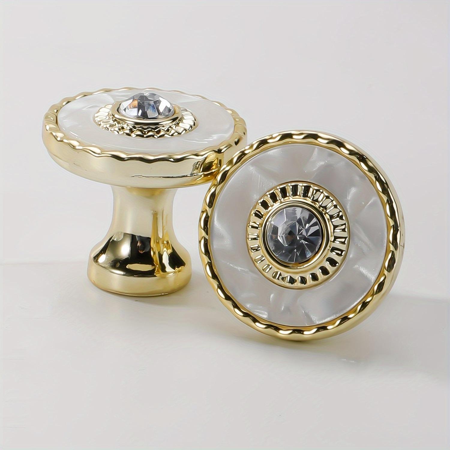 

10 шт. Полированные золотые мебельные ручки с акриловой вставкой - Современные ручки в стиле легкой роскоши с одним отверстием для шкафов белый