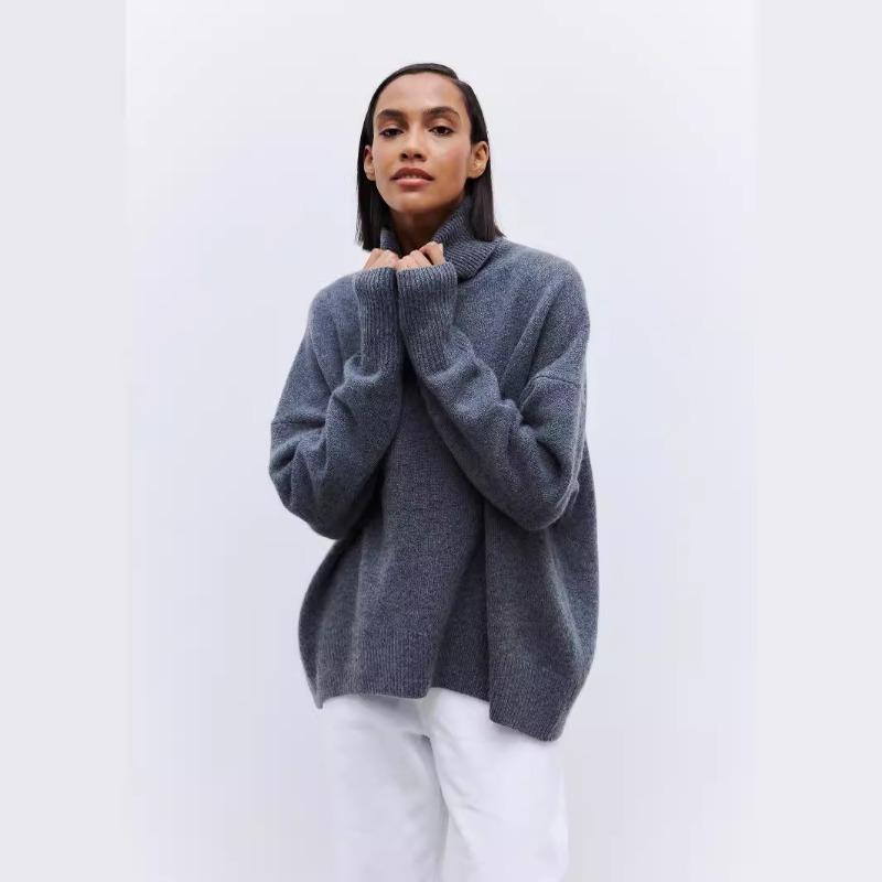 Autumn and Winter Turtleneck Women Sweater Loose Long Sleeve Casual Pullover Knitted Sweater Tops Fashion Loose Solid Color Clothes 1450