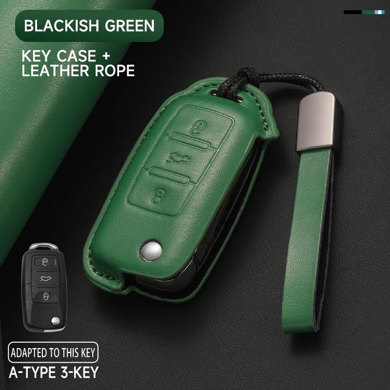 KTDJ9 Leather Car Key Cover Case Protection Shell Keychain For Skoda Octavia A5 kodiaq Fabia Scala Karoq Superb Kamiq Rapid Yeti