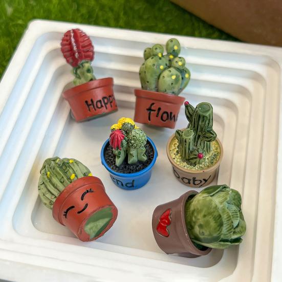 Cartoon Potted Cactus Fridge Magnet Resin 3D Mini Potted Plants Refrigerator Magnet Kitchen Home Office Decoration