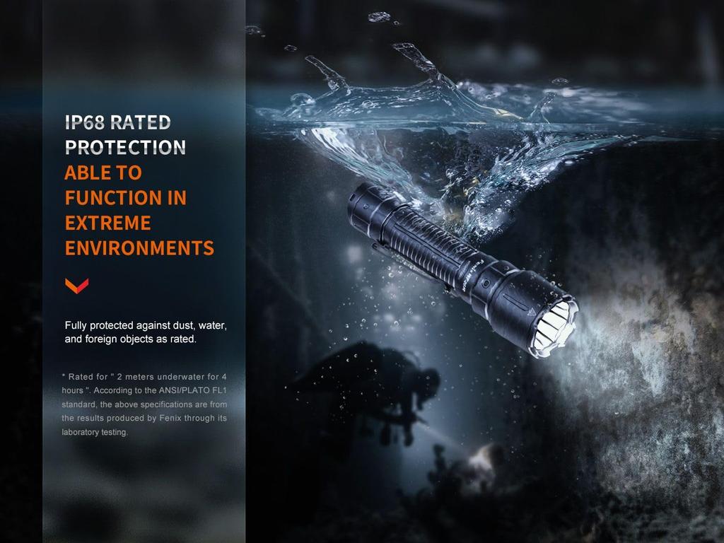 Fenix WF26R Rechargeable Work Torch with Charging Cradle Mount 3000 Lumens 450m Range Up To 44 Hours 21700 mAh Battery Magnetic Charging IP68 Black