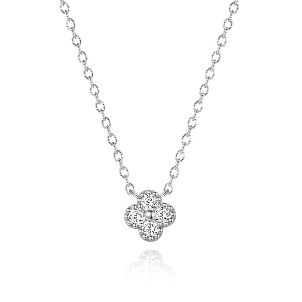 Aide Plata Real 925 Sterling Silver Lucky Lady Necklace European And American Four-leaf Clover Chain Necklace Turquoise Necklace