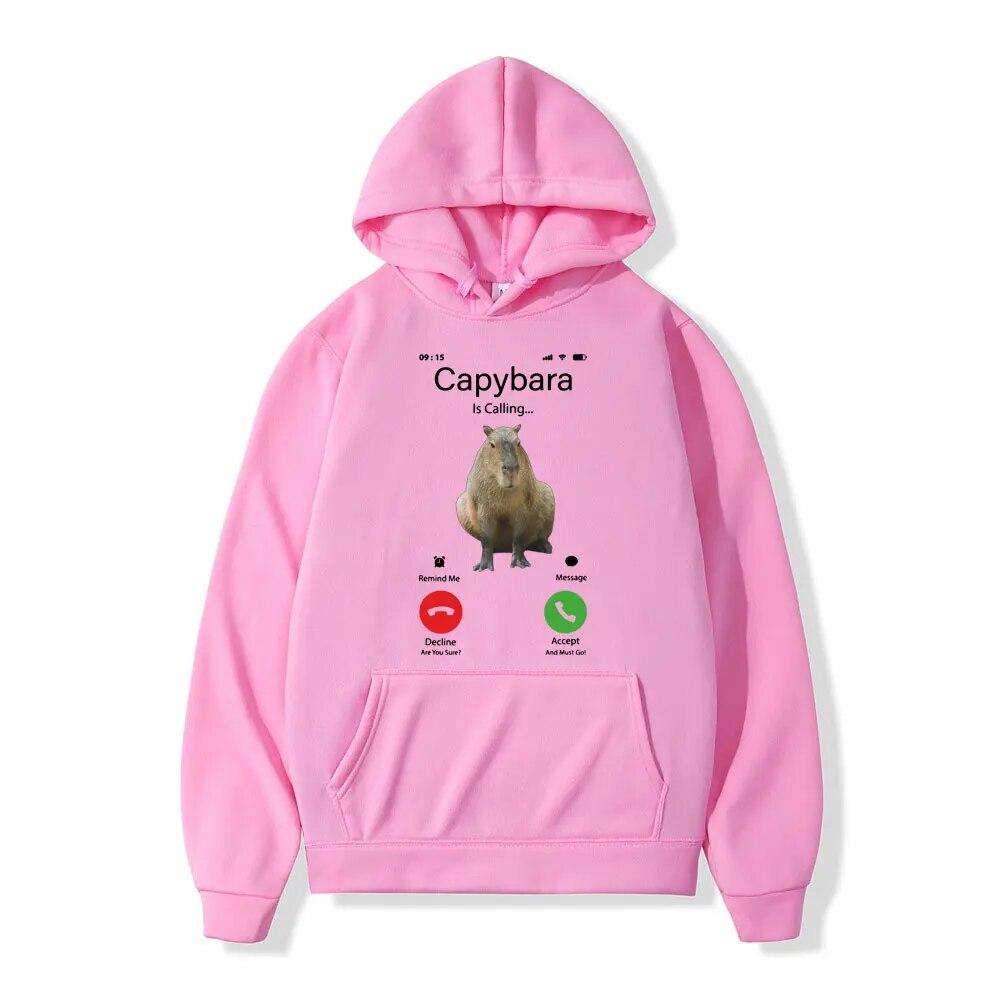 Φθινοπωρινές χειμωνιάτικες κουκούλες για Unisex Funny Capybara Calling Print Hoodies Γυναικεία φόρμα φόρμας Hip Hop Hoodie Unisex y2k