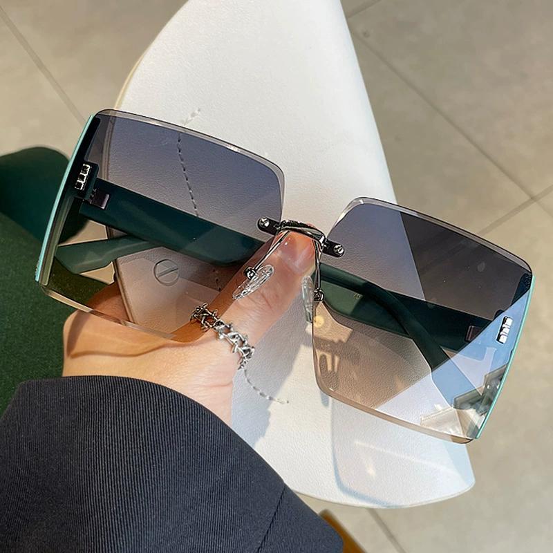Neue Vintage Quadratische Sonnenbrille Frau Klassische Retro Gradienten Spiegel Rahmenlose Sonnenbrille Weibliche Mode Randlose Oculos De Sol