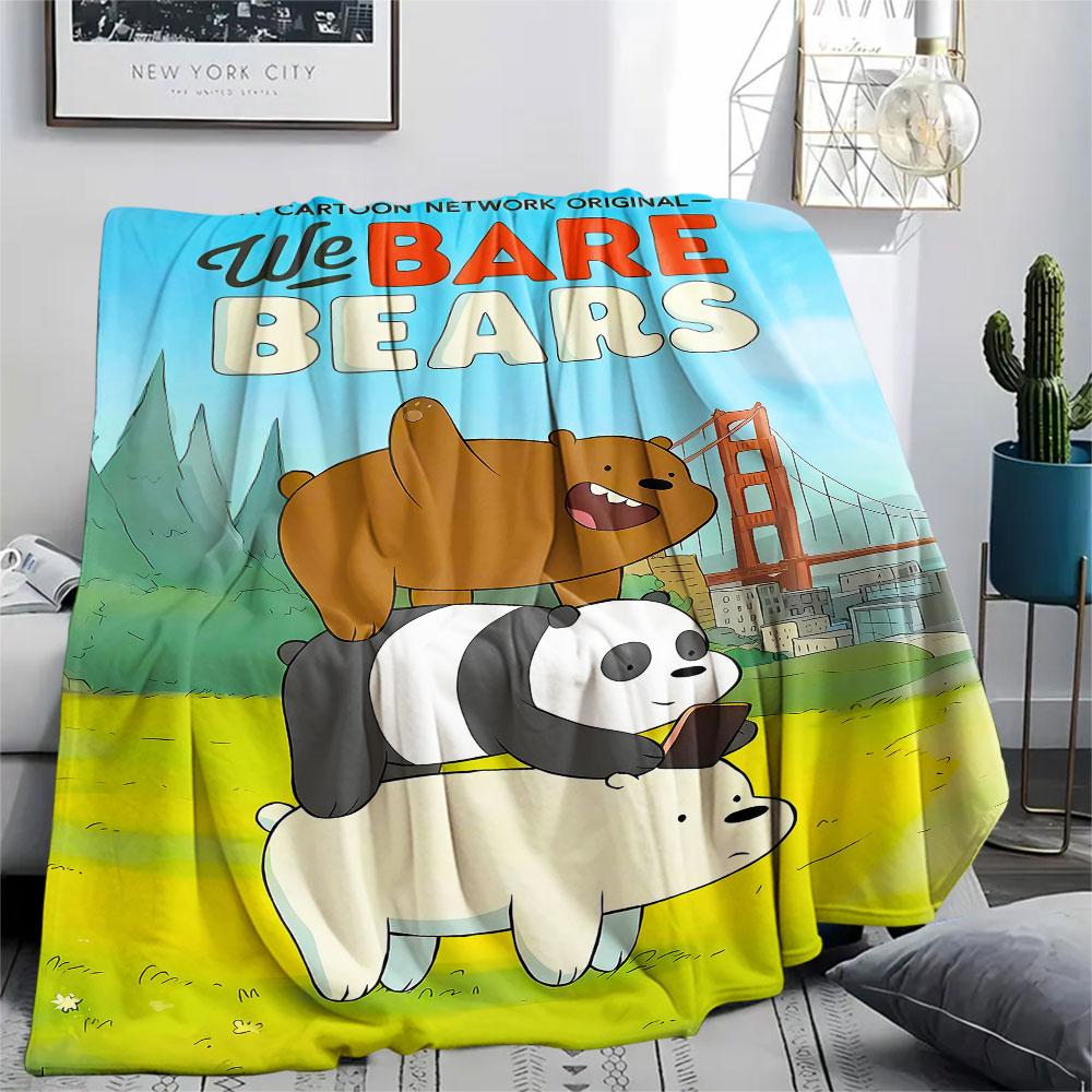 1PC We Bare Bears Patterned Flannel Blanket Suitable For All Seasons for Home Decor Warmth and Comfort Gifts Holiday Present