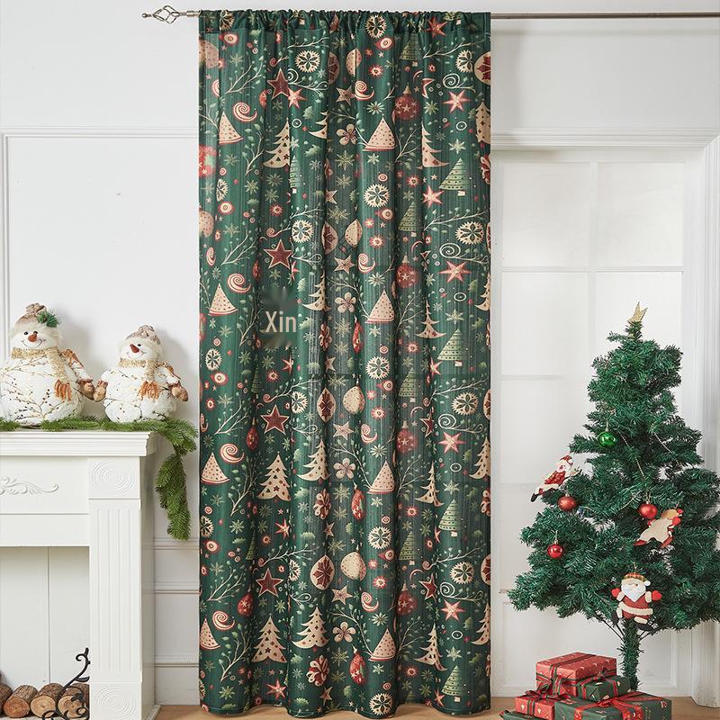Americké vánoční zatemňovací závěsy: Slavnostní potištěná látka pro domácí dekoraci