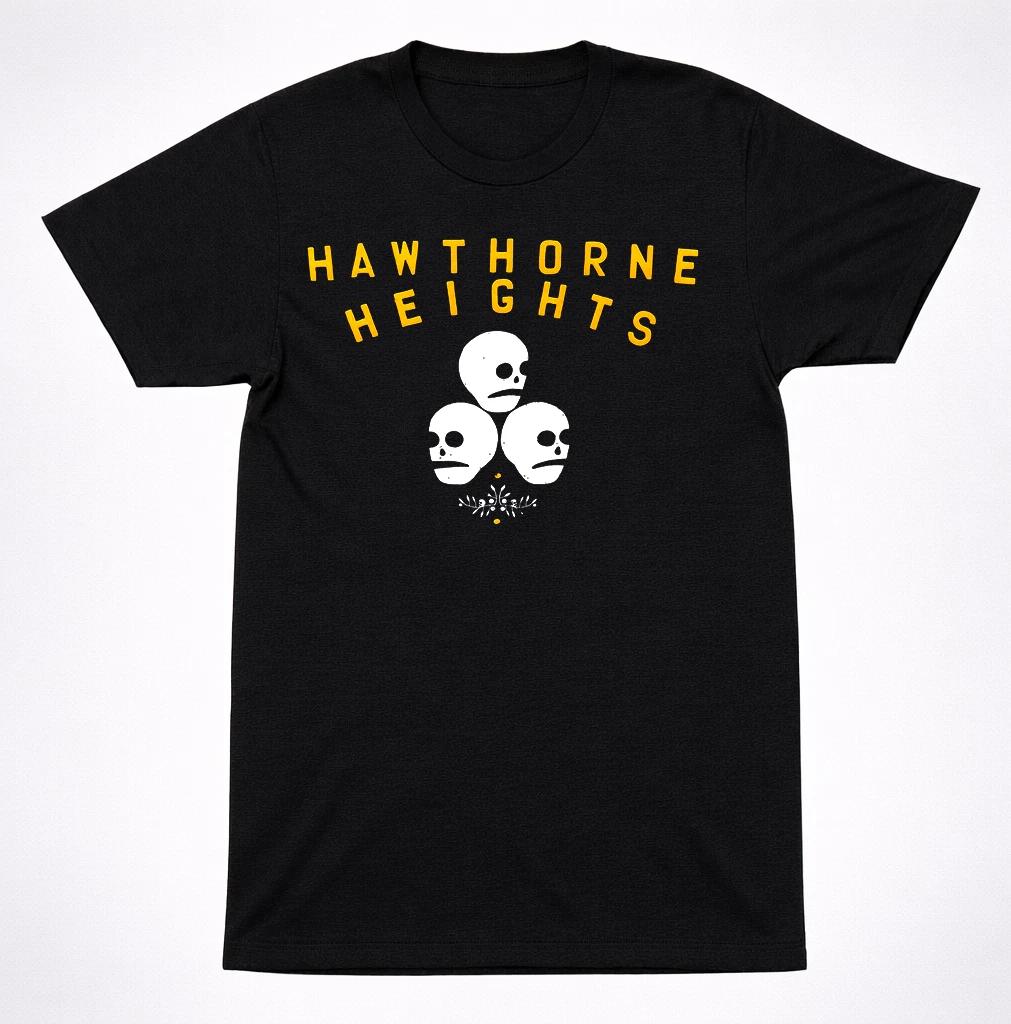 Hawthorne Heights Retro Skulls Skull flower T Shirt Emo Post Hardcore Band Tee XL