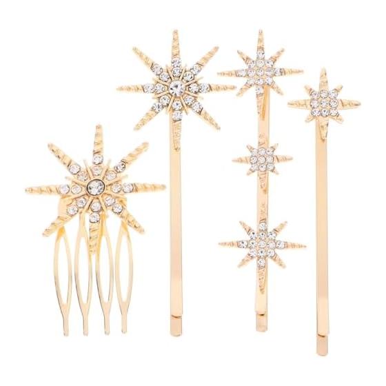 FOMIYES 4pcs Gold Metal Hair Clips with Rhinestone Decor, 2.17 Inch for Wedding Party Hair Accessories for Girls