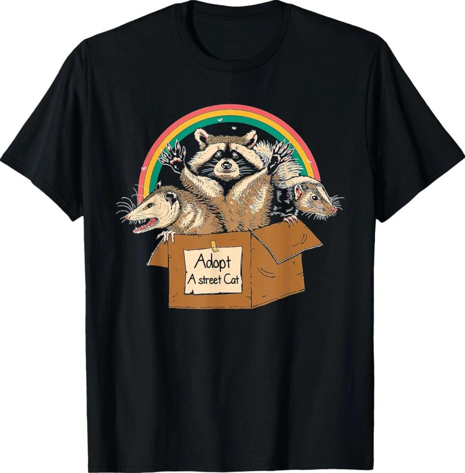 Adopt A Street Cat Opossum Tee, Vintage Funny Possum Shirt, Unisex Humor Top XL