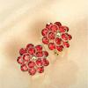 Elegant Rhinestone Flower Stud Earrings - Fashionable Light Luxury Ear Clips for Women
